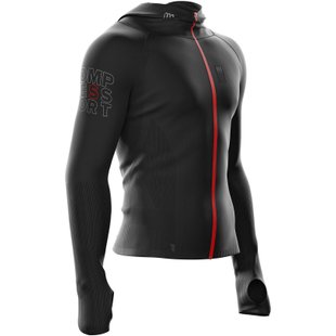 Чоловіча толстовка з рукавом реглан Compressport 3D Thermo Seamless Woodpulp Zip Hoodie, Black, M (HD3DV2-99-2M)