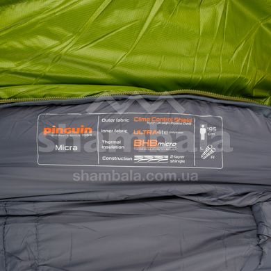 Спальний мішок Pinguin Micra (6/1°C), 175 см - Left Zip, Green (PNG 230741) 2020