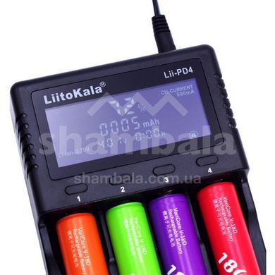 Зарядний пристрій для акумуляторів Liitokala Lii-PD4, 4 канала, Ni-Mh/Li-ion/LiFePo4, 220V/12V, LCD, Box (Lii-PD4)