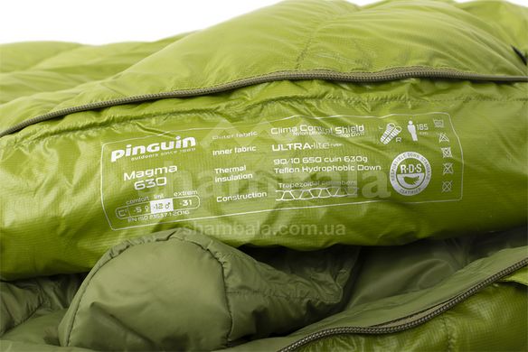 Спальный мешок Pinguin Magma 630 (-5/ -12°C), 195 см - Right Zip, Green (PNG 243444)